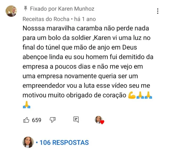 Comentário de aluna sobre o método da Karen